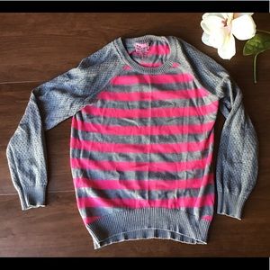 Girls gray and hot pink crew neck sweater